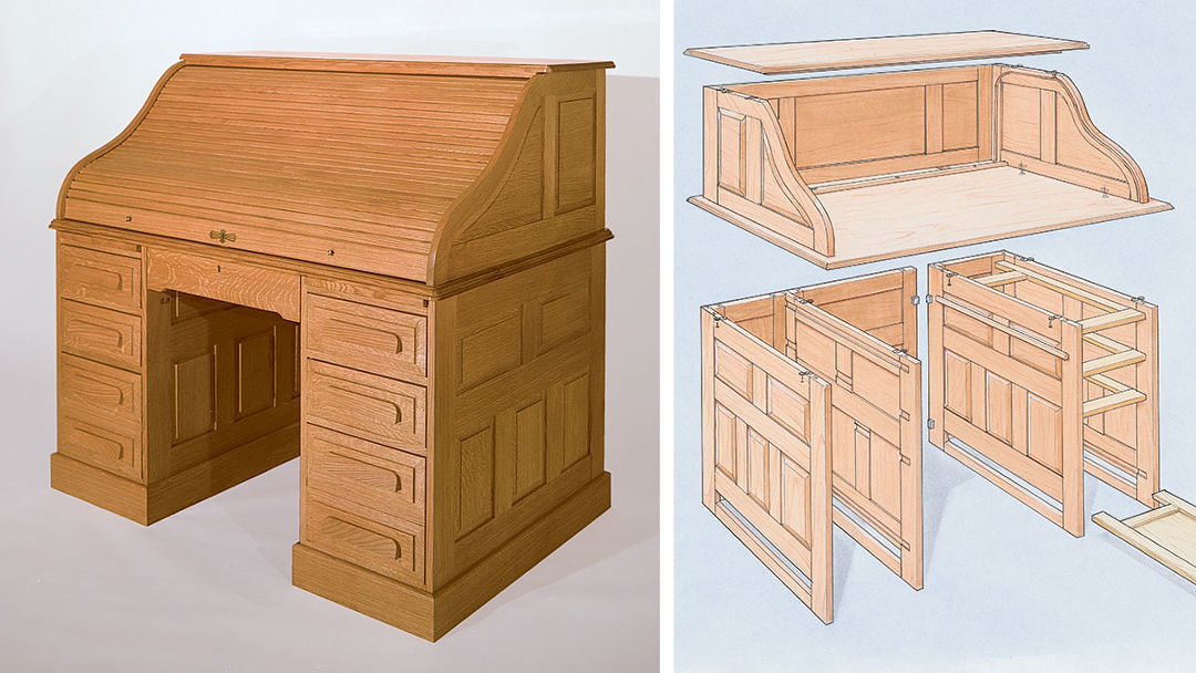 Enclosed Solid Wood Cabinet Utility Desk