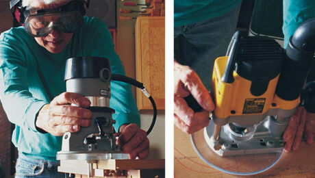 Patrick Warner uses a plunge router with a collar