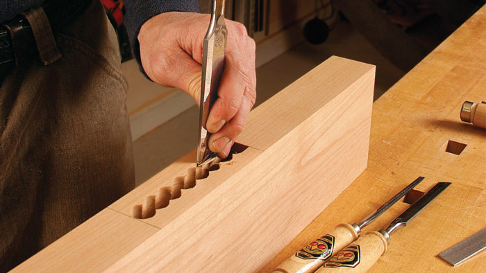 Using bench chisels for mortise and tenon joint with Garrett Hack; hand cut mortises