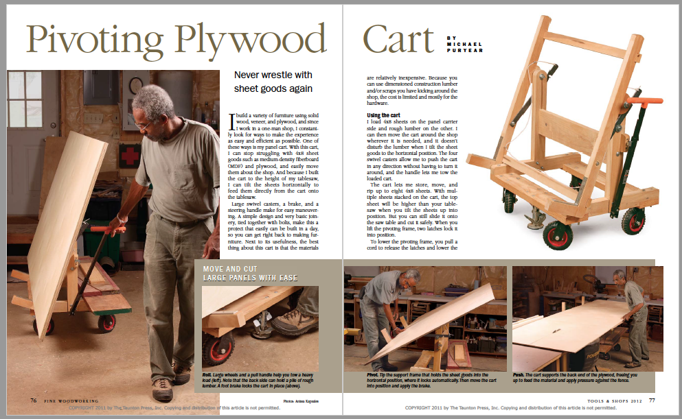 Pivoting Plywood Cart Magazine Spread Image