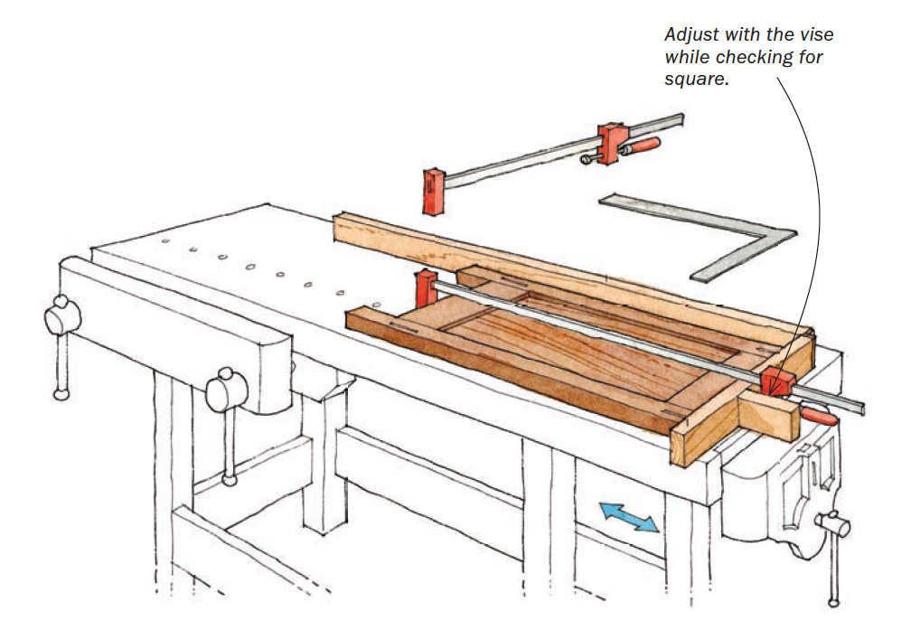 clamping with jig for square glue-ups