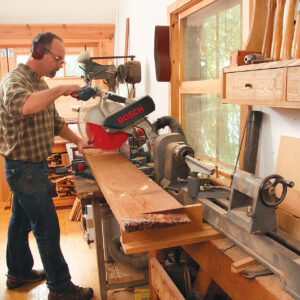 chopsaw and bandsaw on separate walls
