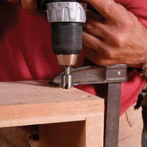 Countersink last. For flathead screws, use a countersink bit to cut a conical recess for the screw head.
