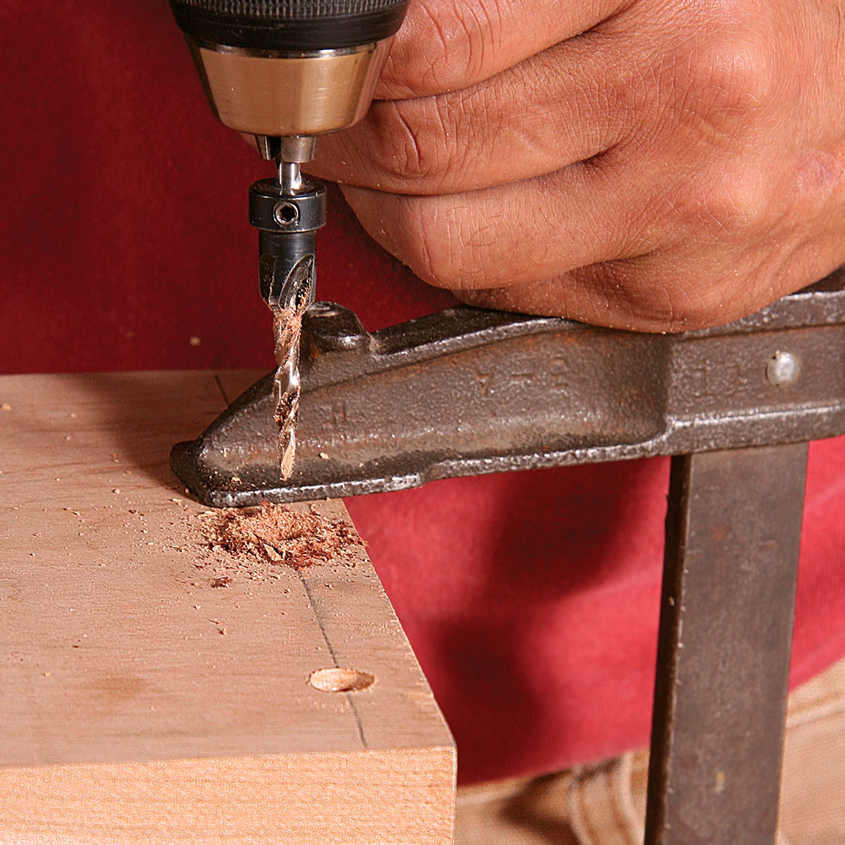...OR USE A CombO bit All in one step, tapered bits with countersink collars can cut clearance and pilot holes as well as a countersink.