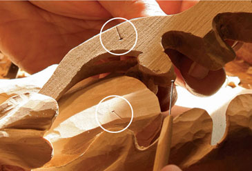 David Esterly Using a Sewing Pin to Locate Dowels