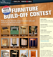 Fine Woodworking Furniture Build-Off Contest--Screen Shot of Voting Site