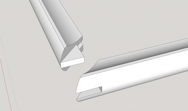 sketchup model detail of bridle joint miter joint
