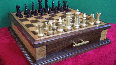Hand Crafted Double Nickel Chess Ensemble by Woodward Woodworks