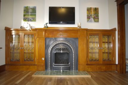 Bookcases & fireplace