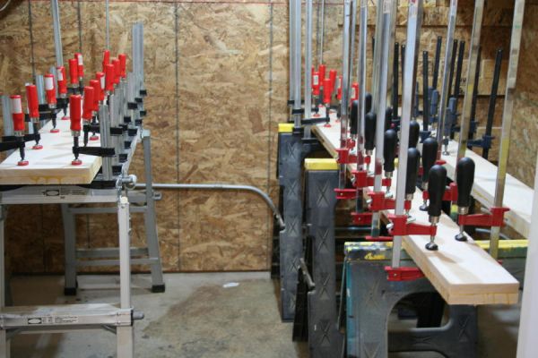 lamination glue up with lots of clamps