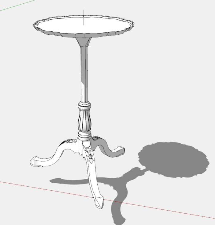 SketchUp model of the Tripod Table assembly based on picture and sketch in "Masterpieces of Furniture" by Verna Cook Salomonsky 