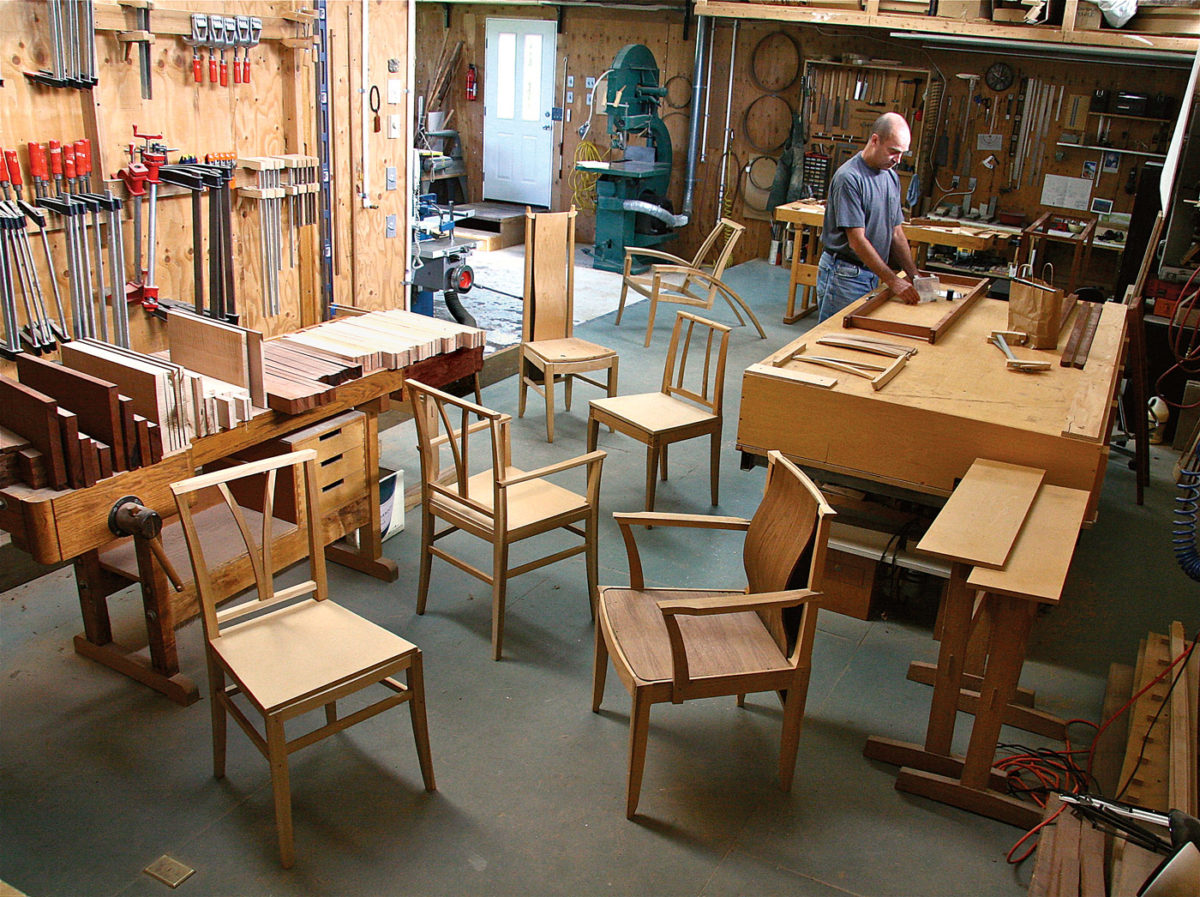 making chairs in a wood workshop