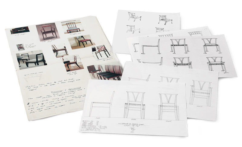 blue prints/ mock ups of chairs