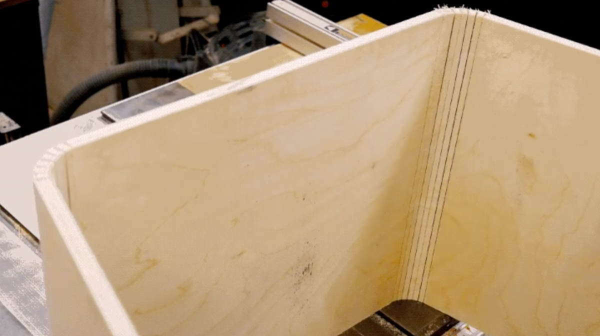 bending plywood - kerf bent ottoman covers