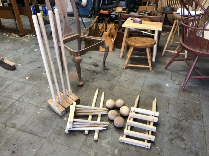 Unfinished picture of the croquet set