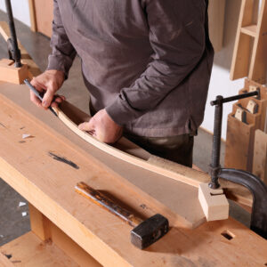 laying out shallow curves with straight-grained solid stock sawn thin