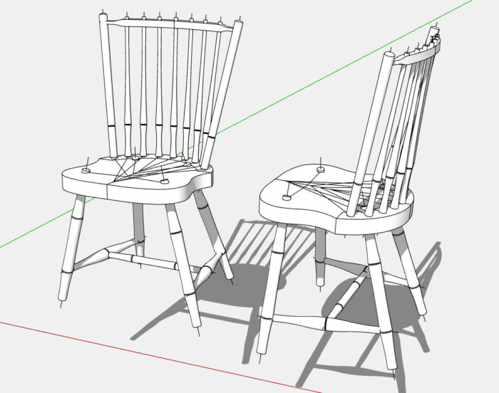 model showing chairs with sight lines