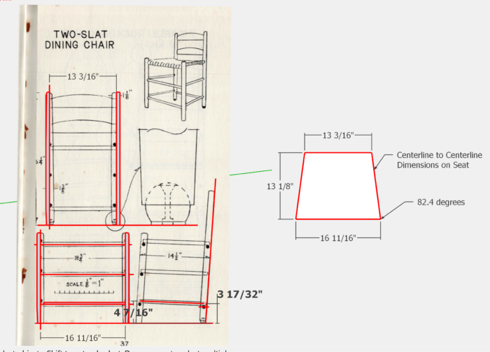Two slat dining chair dimensions 