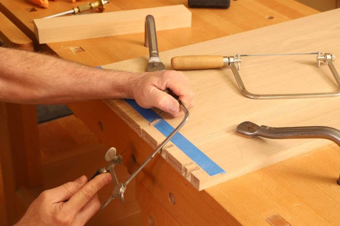 For the wider spaces I use the coping saw, which cuts quicker and is a little easier to control.