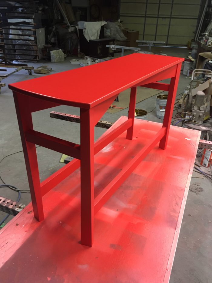 finished red bench 
