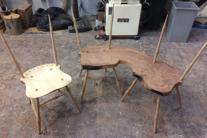 oak seats being made