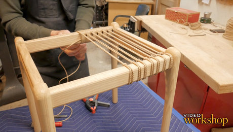 Contemporary Stool: Weaving the Warp Pattern of the Seat