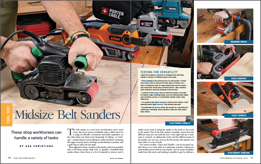 Belt sanders for woodworkers spread image