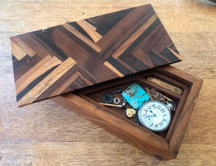 box made of many different woods