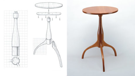 a diagram of a round Shaker stand and an image or a round Shaker stand