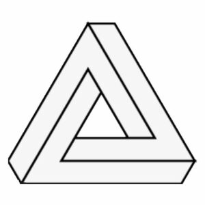 Line drawing of a Penrose triangle