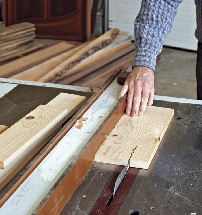 Cut boards on a tablesaw to rough oversize lengths.