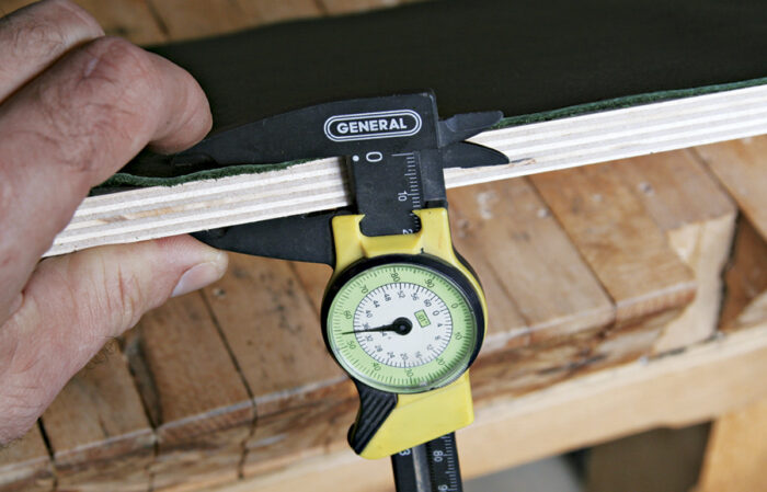 Measure the total thickness of the box including the leather lining.