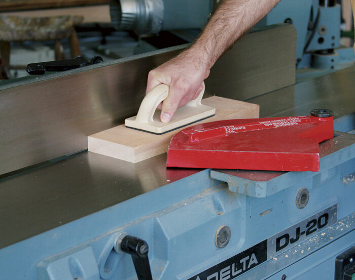 Use a push block to joint faces on the jointer.