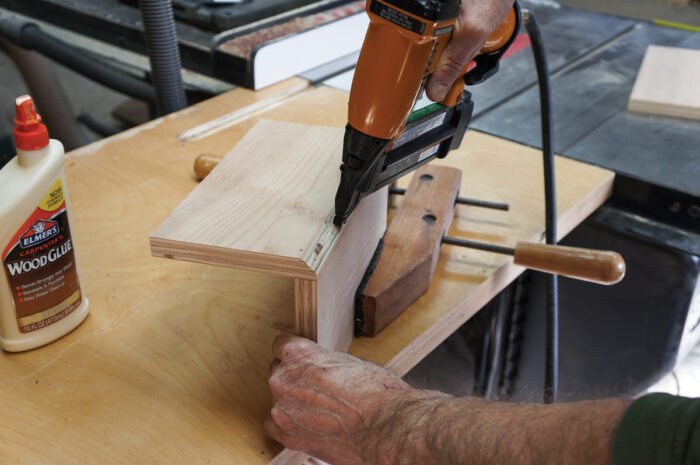 nailing a cradle joint on a wooden box