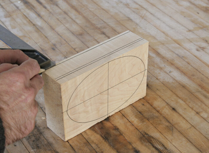 Use a pencil and combination square to mark cut lines.