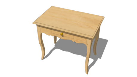 A model of a wooden side table in SketchUp
