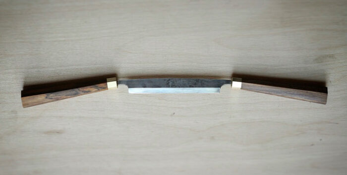 Brass drawknife with cocobolo handle