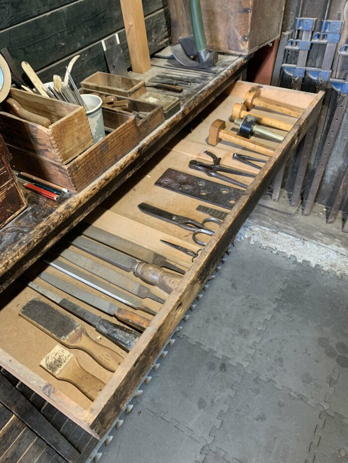 drawer of marking gauges and other tools