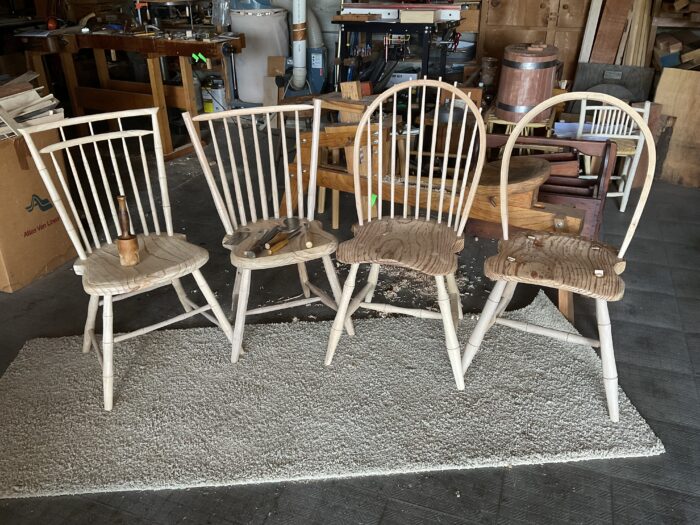 four handmade windsor chairs