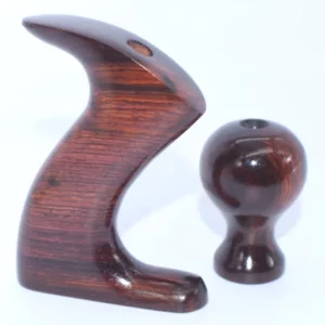 a wooden knob and tote with exotic wood