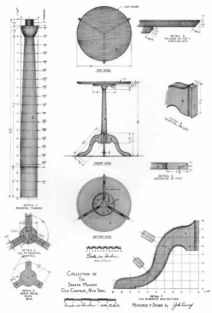 Shaker Round Stand drawings