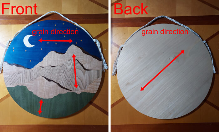 Different grain directions on veneer art