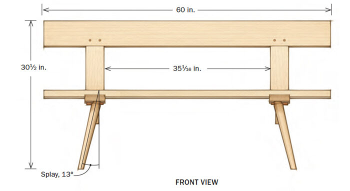 illustration front view of bench