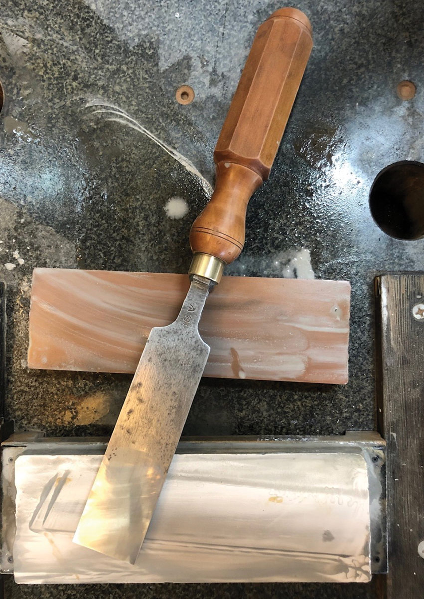 sharpening a restored chisel