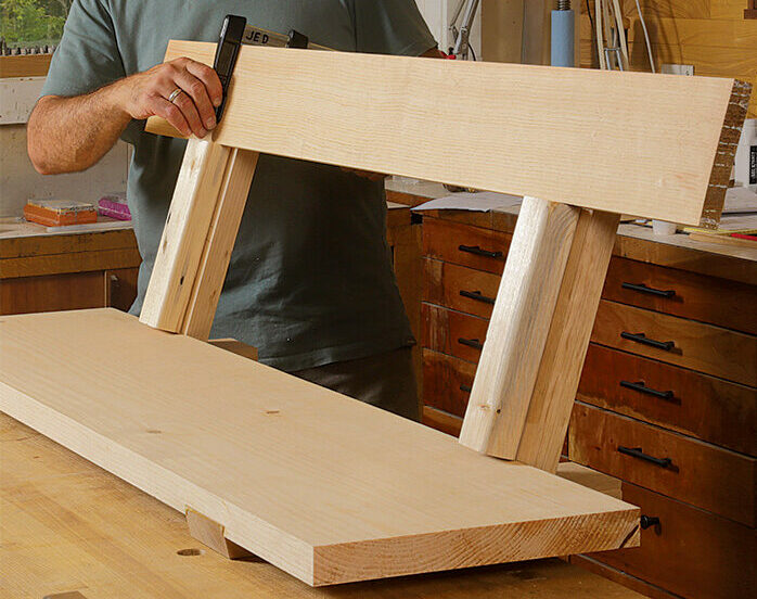 Clamp the back rest to the splats to lay out their mortise-andtenons
