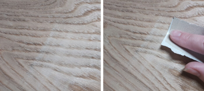 If cross scratches are really visible, you can spot sand with a small piece of 220 grit lightly until smooth. 