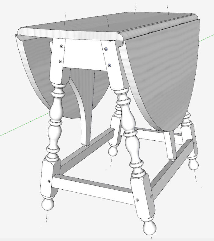 Centerlines in a Butterfly Table from the 17th century in SketchUp