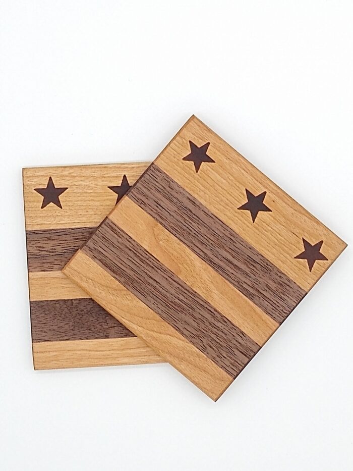 Wooden coasters by Adam Godet, emblazoned with stars