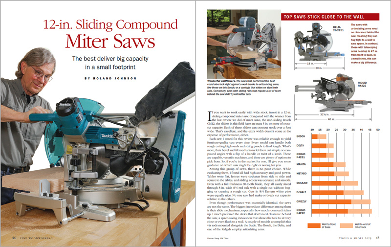 Tool Test: 12-in. Sliding Compound Miter Saws spread image