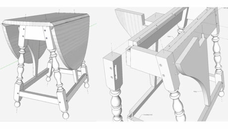 Centerlines in a Butterfly Table from the 17th century in SketchUp